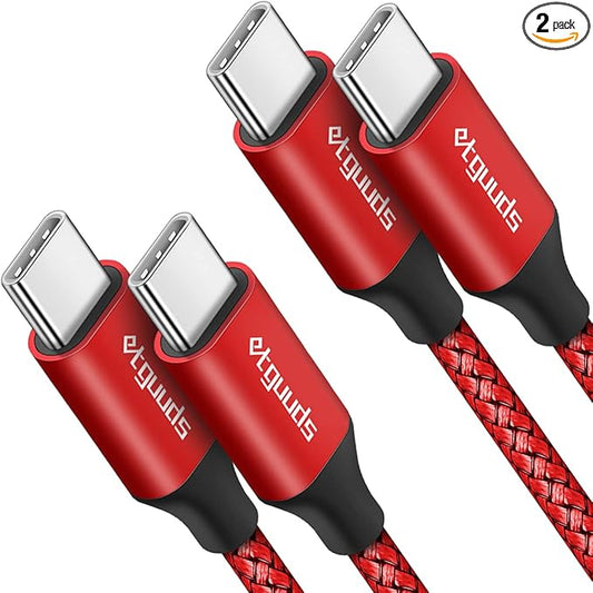 etguuds USB C to USB C Cable 3ft, 2-Pack 60W USBC to USBC Cord, Type C to C Charger Cable Fast Charging for iPhone 17 16 15 Pro Max Plus Air, Samsung Galaxy S25 S24 S23, for MacBook/iPad, Pixel