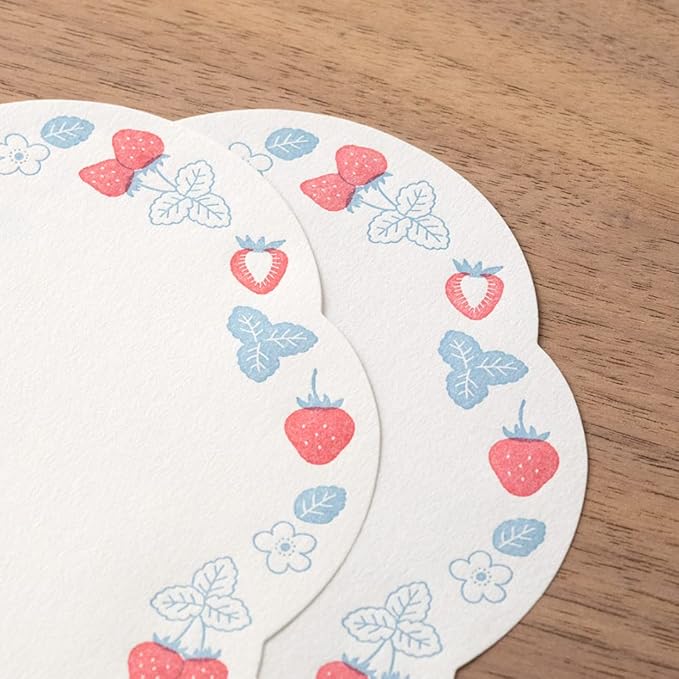 Midori 86491006 Letter Set 491 Typographic Edition, Die Cut, Strawberry Pattern