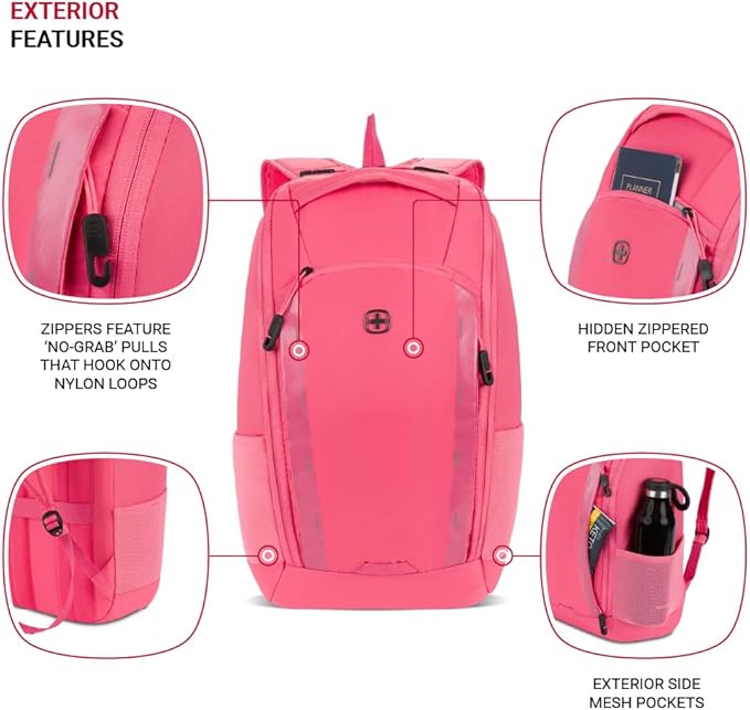 SwissGear 8118 Laptop Backpack, Fits up to 14-Inch Laptop, Pink
