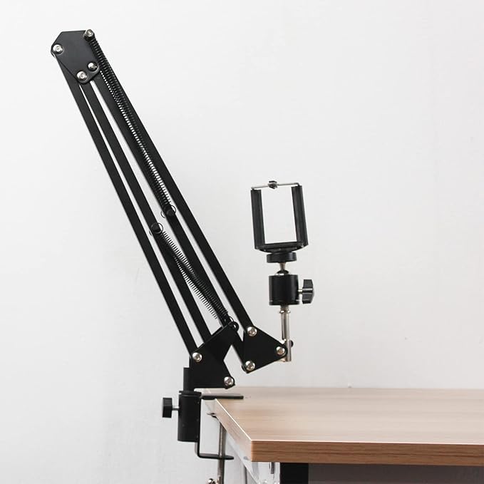 PATIKIL 0.49" Hole Dia. Desk Clamp, 2 Pcs Universal C-Clamp Base with Adjustable Screw for Microphone Mic Arm Table Lamp Mount Holder, White