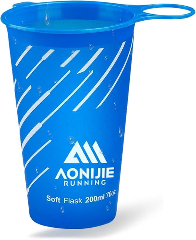 AONIJIE Collapsible Cup 200ml – Foldable Hiking Cup, Ultra Portable Soft Cup for Trail Running, Camping & Travel, Silicone Water Cup for Outdoor Hydration - Dark Blue
