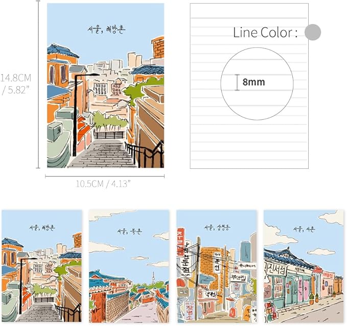 Monolike Stitch Mini Line Note Seoul-Alley Road 4p SET
