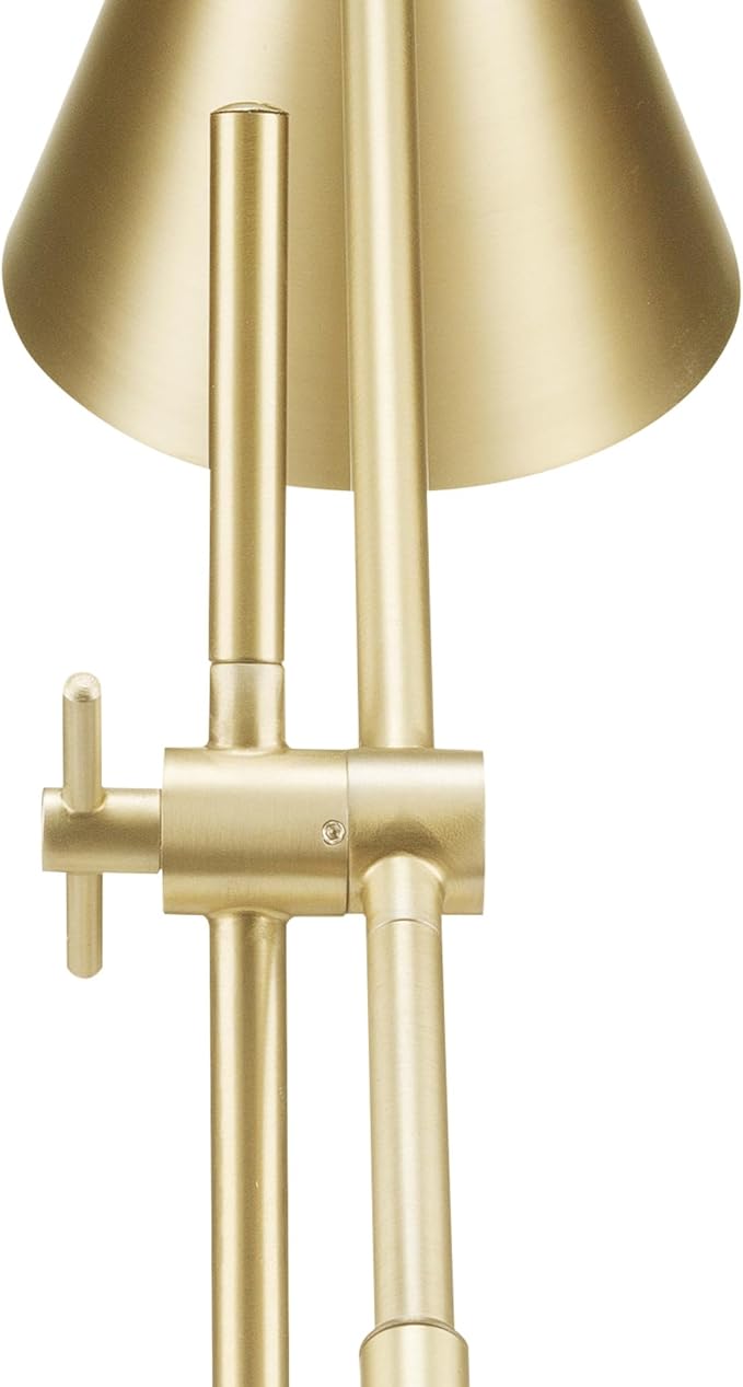 Globe Electric x Novogratz 52887 18" Desk Lamp, Matte Brass Finish, Adjustable Height, Balance Arm, Rotary Switch on Shade, Modern Lighting for Bedroom or Office, E26 Base 50W Bulb