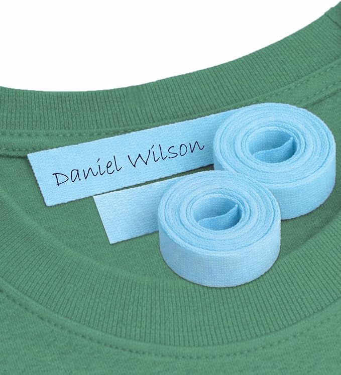 2 Iron-On Blue Fabric Tape. Writable Clothing Label Roll, 3m x 1cm. for Kids, School & Care Settings, Nursery