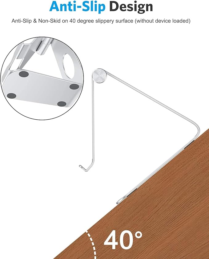 OMOTON Tablet Stand Holder Adjustable, T1 Desktop Aluminum Tablet Dock Cradle Compatible with iPad Air/Mini, iPad 10.2/9.7, iPad Pro 11/12.9/13, Samsung Tab and More Up to 13 inch, Silver