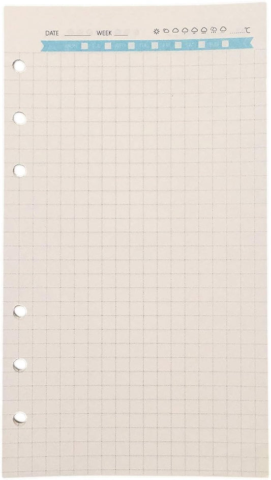 Zelten Refills/Loose Leaves for A6 Cover Ring Binder/Personal Organizer/Planner(A6 6 Holes, Grid Graph Blue)
