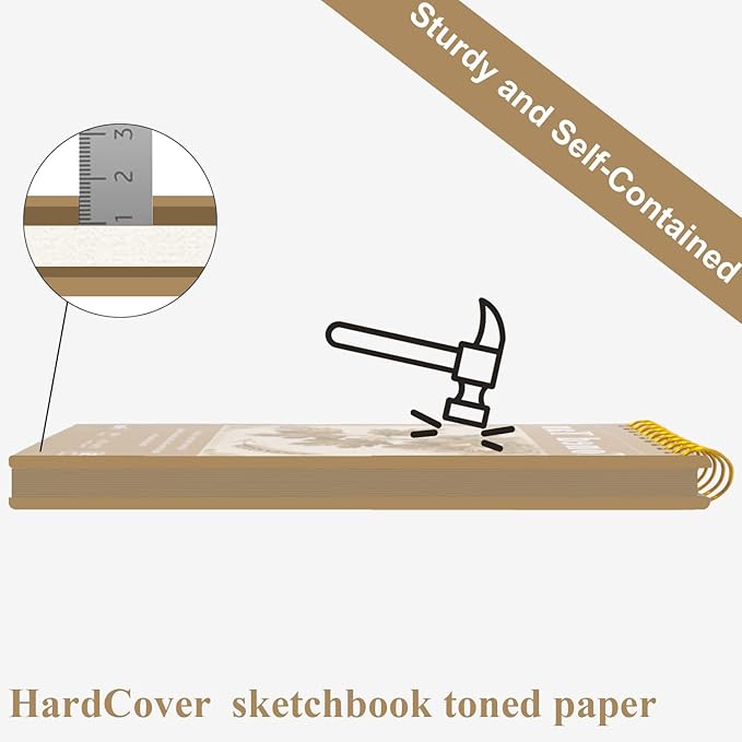 Fuxi Toned Tan Sketchbook, 2-Pack - 5.5" x 8.5" | 85lb/130gsm Toned Paper, 50 Sheets Per Pad.