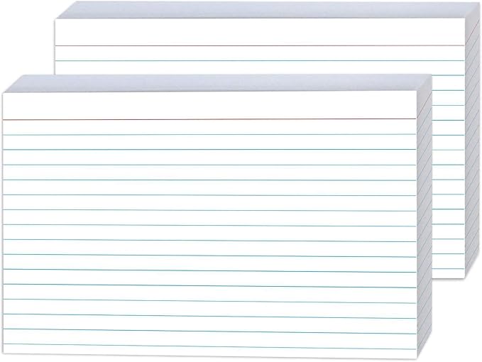 50 Pack 5x8 Ruled Index Cards - Heavyweight 250g White Lined Flash Cards for Studying, Note Taking & Organization, Premium Note Cards for School & Office