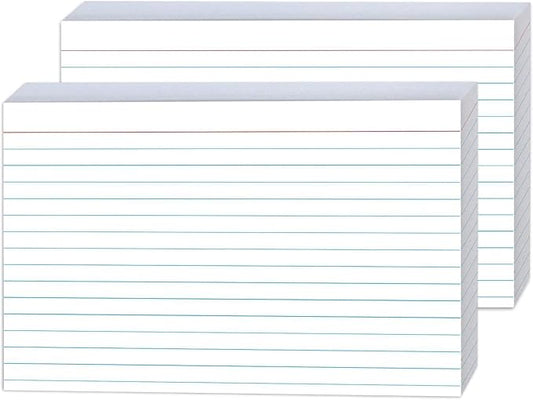 50 Pack 5x8 Ruled Index Cards - Heavyweight 250g White Lined Flash Cards for Studying, Note Taking & Organization, Premium Note Cards for School & Office