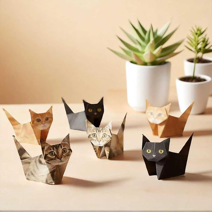 DIY Paper Cat Origami Kit - 100 Sheets DIY Origami Paper for Kids & Adults, Fun Creative Art Project, Desk Decor and Gift for Pet Lovers (Cat/dog Design)