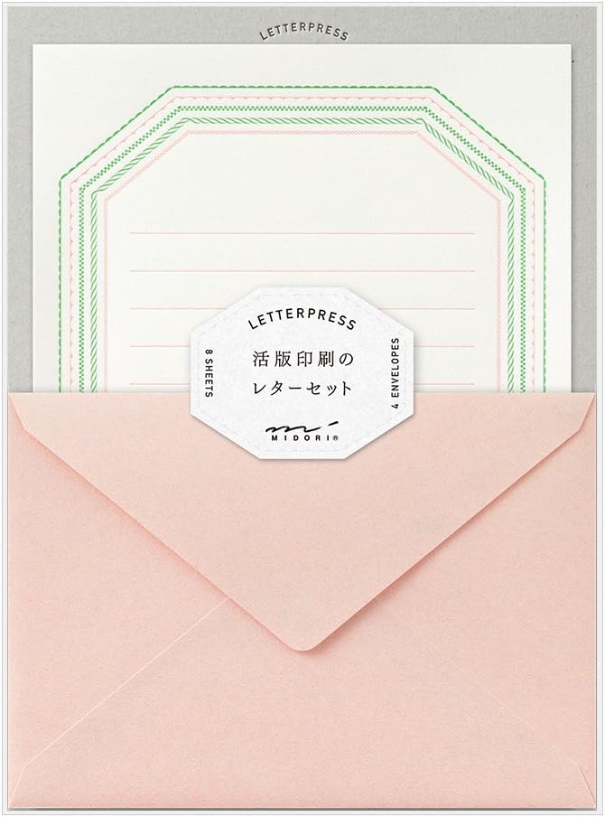Midori 86462006 Letter Set, Typography, Frame Pattern, Pink