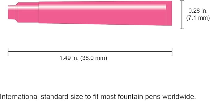 Monteverde Internatinal Size Cartridge to Fit Fountain Pens, Pink, 6 per Pack (G302PK)