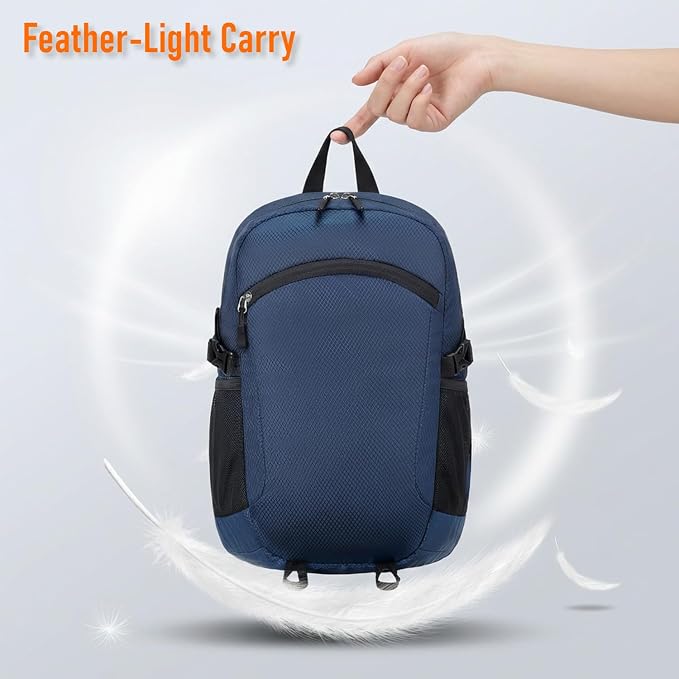 Lightweight Hiking Backpack 30L Packable Foldable Daypack Collapsible Travel Bag Water-Resistant for Women Men (Navy Blue)