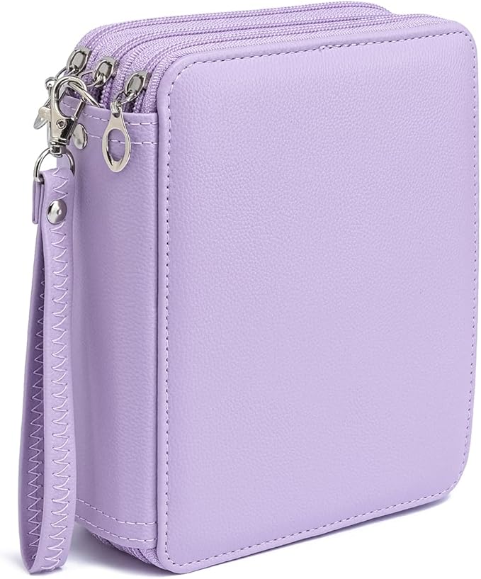 YOUNGCOL Colored Pencil Case 72 Slots PU Pencil Holder with Zipper Color Pencil Organizer Storage for Artist,Purple