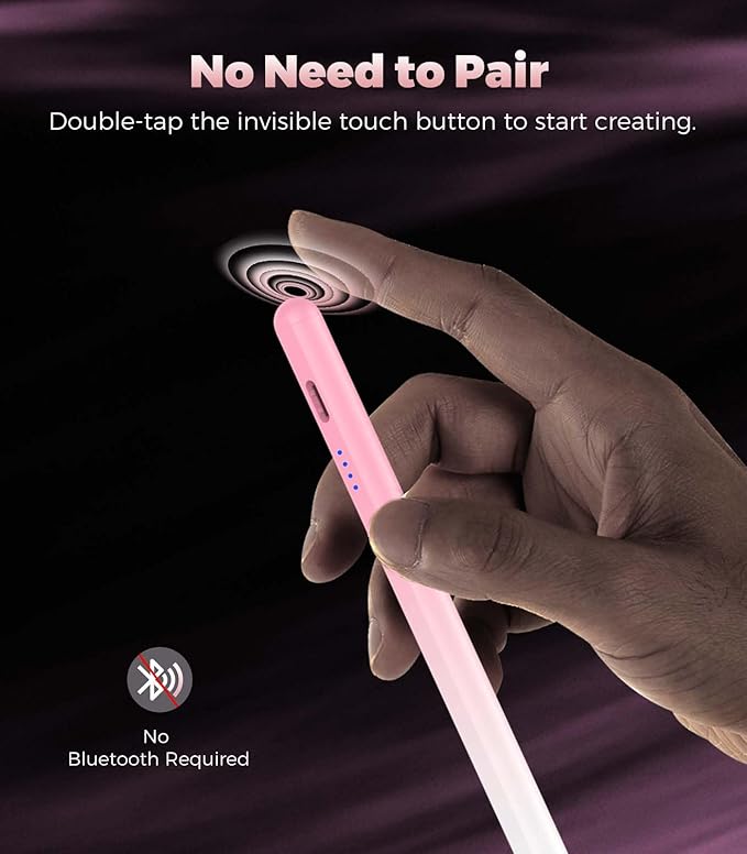 Stylus Pen for Touchscreen, CMARS Universal Tablet Pen for Apple iPad/iPhone/Samsung/Huawei/Xiaomi/Android and More Devices, Rechargeable Tablet Stylus with Magnetic Function - Gradient Pink