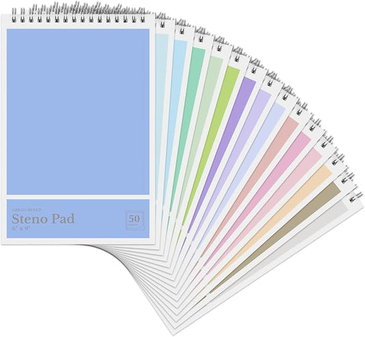 Steno Pads 6 x 9 Pastel Spiral Steno Notebooks Gregg Ruled 15Pack