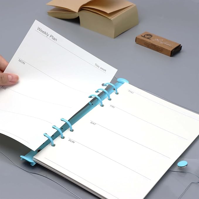 NatSumeBasics A5 Refills Paper 5" x 8" Undated Weekly Binder Planner Inserts 90 Sheets 6 Holes Pocket Notebook Papers for Personal Travel Journal Diary (2 A5 Weekly)