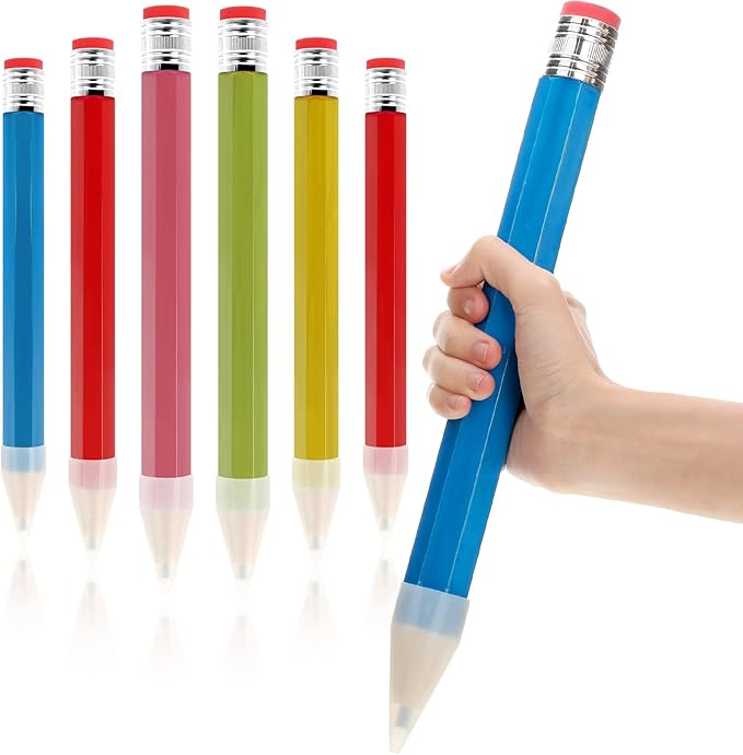 Tinlade 6 Pcs Wooden Jumbo Pencils for Prop, Funny Huge Giant Pencil 14 Inch for Home and School Supplies, Kids, Preschoolers(Multicolored)