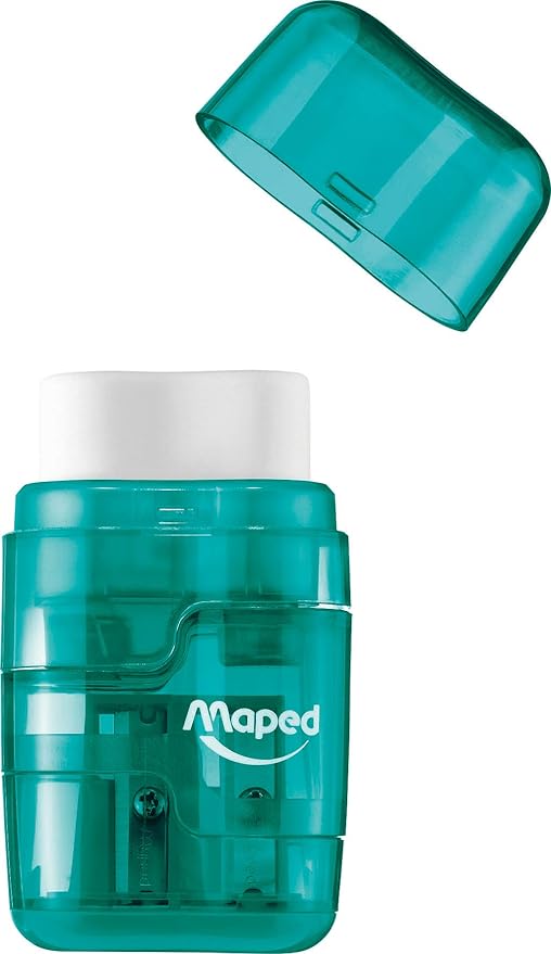Maped Helix USA - Connect Duo 2-in-1 Pencil Sharpener and Eraser, Pack of 20 - for Schoolwork & Art - Versatile & Safe - Assorted Colors