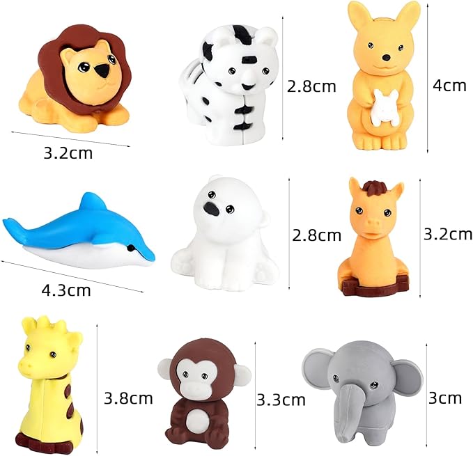 URSKYTOUS 120Pcs Animal Erasers Bulk Cute Food Erasers Desk Pets Kids Puzzle Eraser Take Apart Cool 3D Eraser Mini Fun Party Favors for School Supplies Classroom Rewards Easter Egg Fillers Gifts