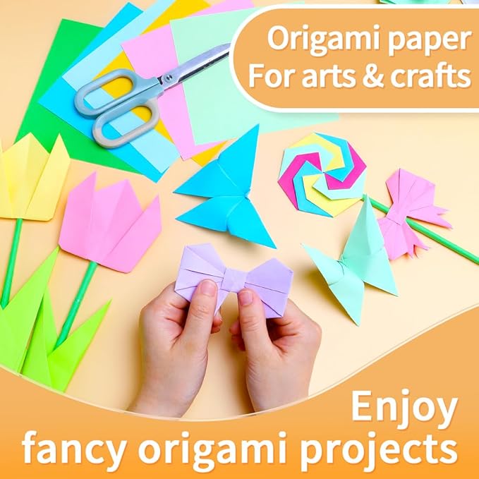 Praisebank Black Origami Paper, 220pcs 6x6 inch, Double Sided Color, Origami Paper Kit for Crafts, Origami Kit.