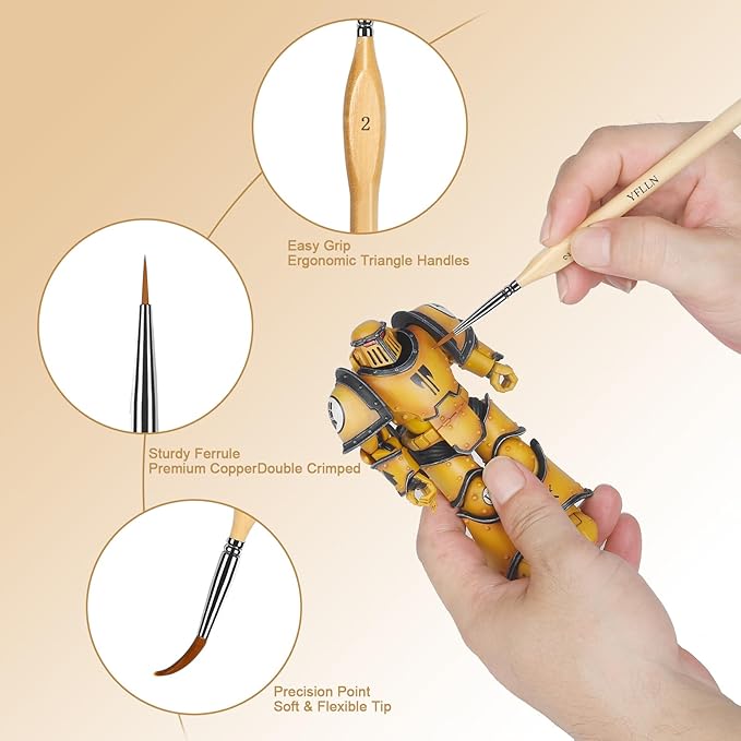 Miniature Paint Brushes, 15PCS Model Brushes Detail Paint Brush Set, Fine Detailing for Watercolor, Oil, Face, Acrylic, Nail, Line Drawing, Scale Model Painting