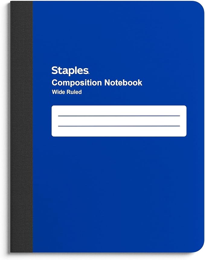 STAPLES Poly Composition Notebook, 9.75x7.5 Inch, Wide Ruled, Blue
