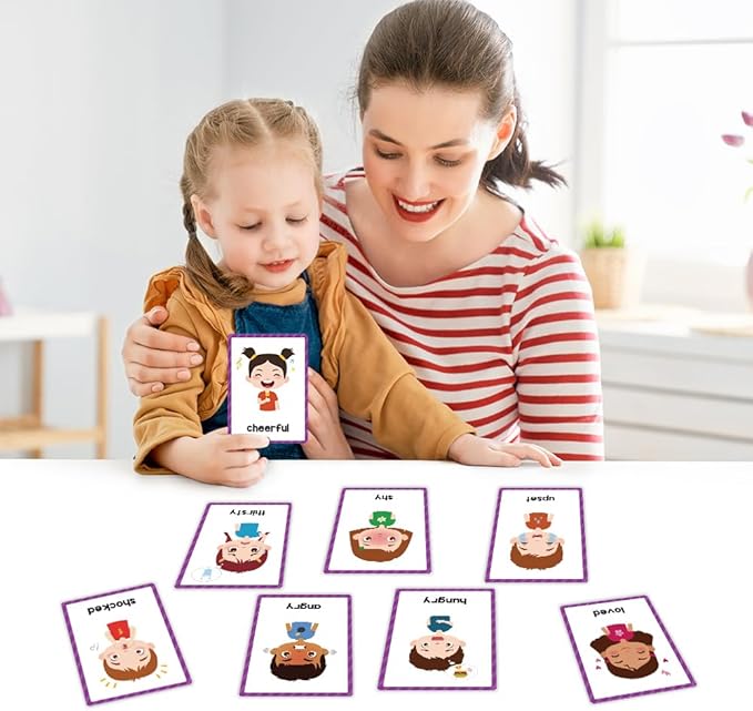 Lachilly Emotions Learning Flashcards, High Frequency Words, Beginning Reading, Kindergarten to 1st Grade, ESL Teaching Materials, Autism Learning Materials, Vocabulary Building, 15 Cards, 28 Words