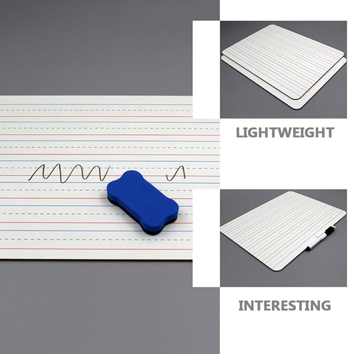ULTECHNOVO 2pcs 9x12 Inch Dry Erase Whiteboards Four-line Three-Grid Writing Surface, Portable Learning and Office Whiteboard for Teaching and Message Writing