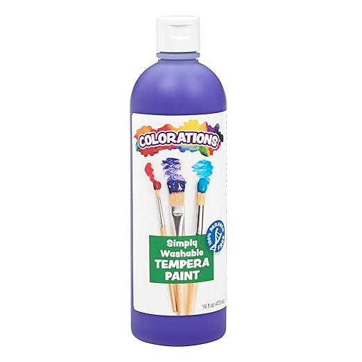 Colorations Washable Tempera Paint, 16 fl oz, Purple, Non Toxic, Vibrant, Bold, Kids Paint, Craft, Hobby, Fun, Art Supplies