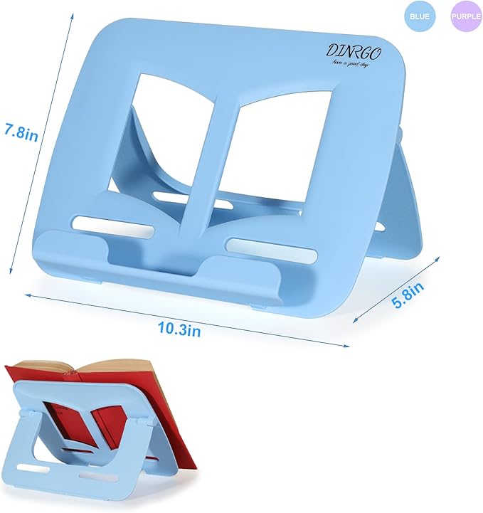 2Pack Book Stand - Waterproof Book Holder, Lightweight, Hands Free (Blue+Purple, 11.82" * 8.26")