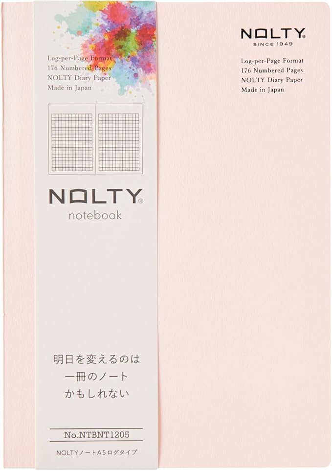NOLTY Notebook, A5 Log Type, 3.5mm Grid, 176 Pages, Made in Japan, Pink, NTBNT1205
