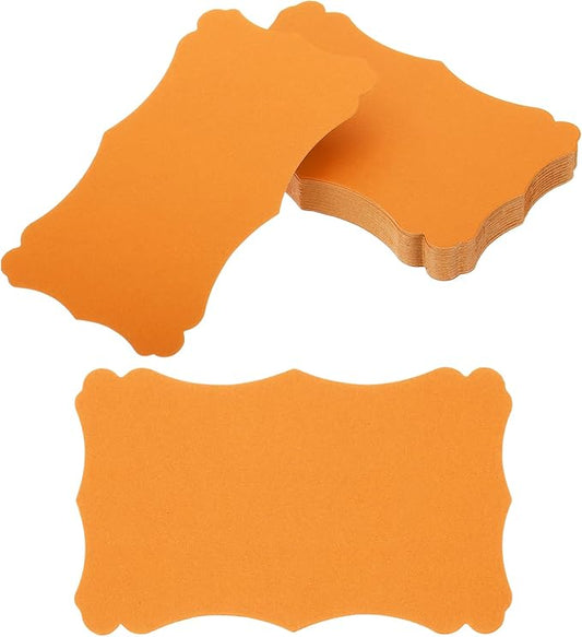 PATIKIL 3"x5" Blank Paper Business Cards, 50 Pack Small Index Flash Cards Words Message Note Card Mini Paper Tags Lace for DIY Gift, Orange