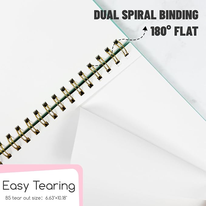 Blank Spiral Notebook B5 Black Hardcover Sketch Book unlined Journal 7x10