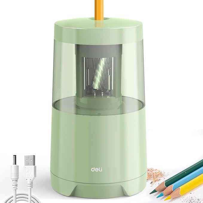 Deli Electric Pencil Sharpener, Automatic Pencil Sharpeners, Green