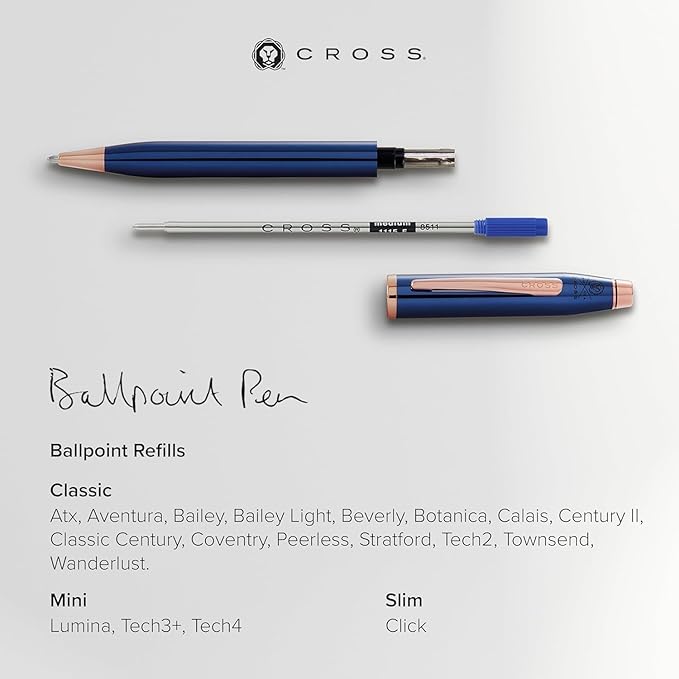 Cross Ballpoint Pen Refill - Refill for Consistent Ink Flow - Quick-Drying - Black - Fine - 2Pack