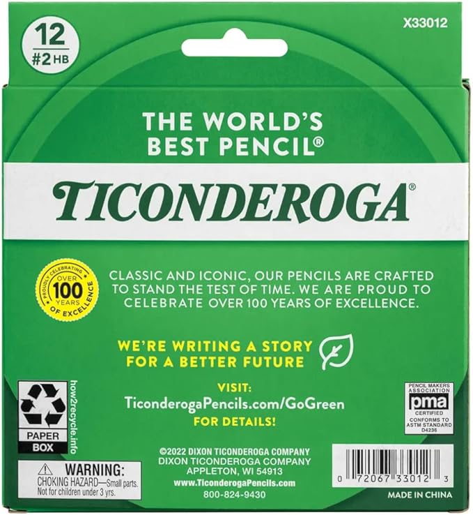 Ticonderoga My First Half-Size Wooden Pencils, Large Triangle-Barrel Pre-Sharpened #2 (HB) Short 4.5" Yellow Pencils with Erasers, Yellow, 12/Pack, Case of 6 Packs