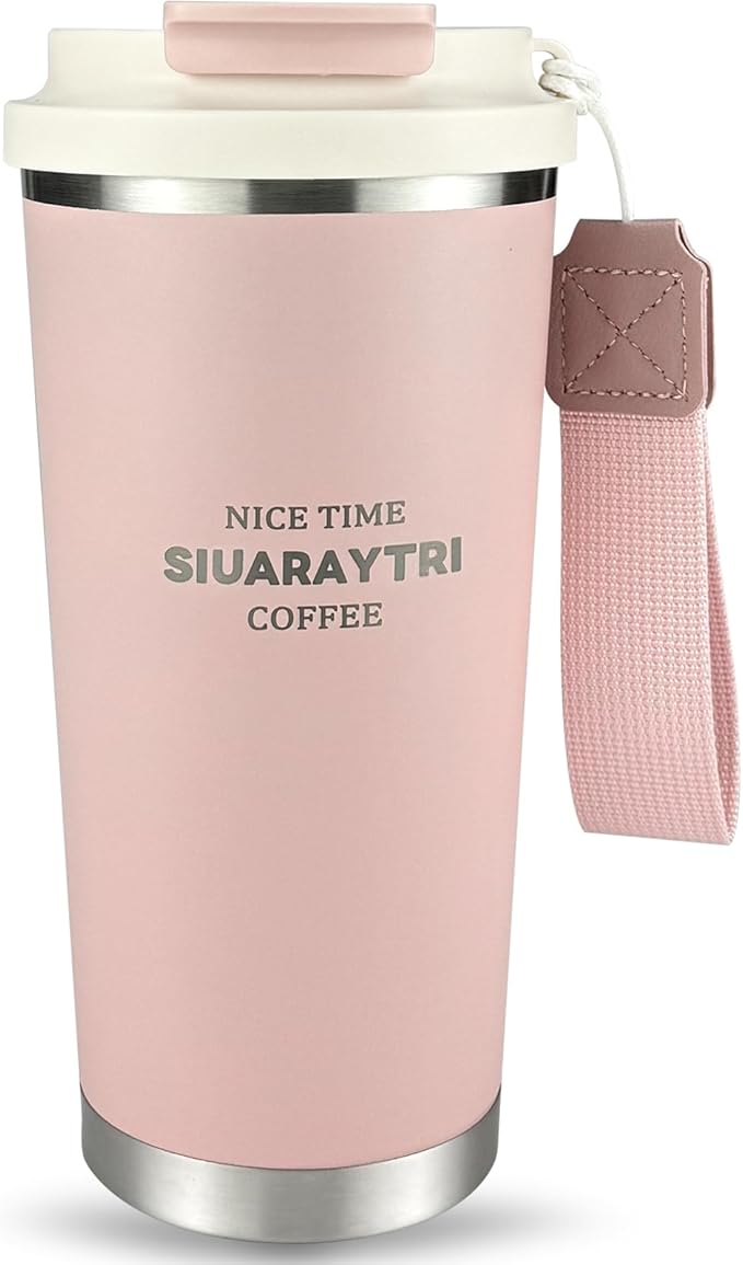 20oz Tumbler Stainless Steel Vacuum Insulated Coffee Travel Mug Reusable Iced Coffee Cup Hot Coffee Travel Mug with lid and straw Cupholder Friendly Leak-Proof BPA Free (Pink)