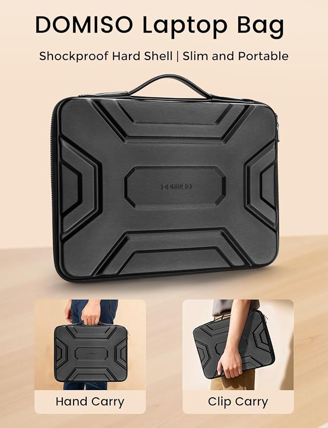 DOMISO 17 inch Laptop Sleeve with Handle, Shockproof and Waterproof EVA Protective Laptop case, Laptop Sleeves for 17.3" HP Dell Asus Laptop, Black