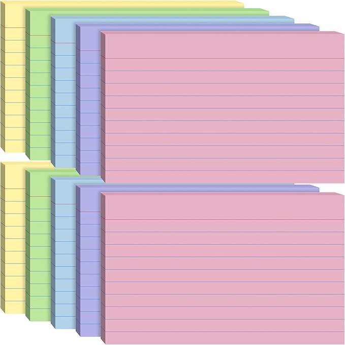 Index Cards 5x8, 200 Sheets, Ruled Color Flash Cards for Effective Studying and Note-Taking, Premium Note Cards, Essential School Supplies for College & Office, Home Organization & Study Supplies
