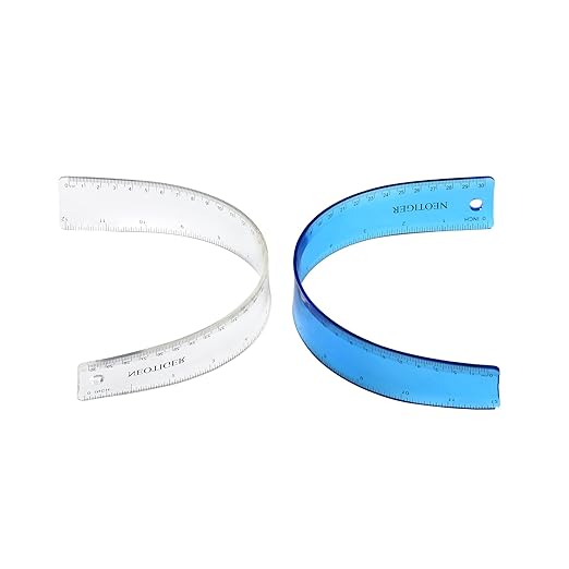 Flexible Shatterproof Bendable Unbreakable Safe Soft Transparent Clear Plastic Straight Flat Ruler, 30 cm/12 inch. Set of 2, Clear and Blue, for Home, School, Office, for Kids and Adults