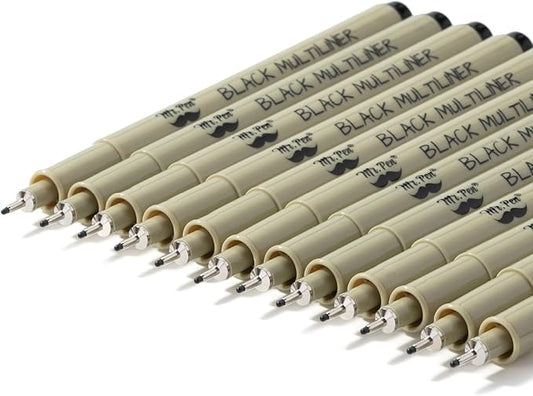 Mr. Pen- 0.5mm Micro Fine Point Pens, 8 Pack, Black Ink, Waterproof, Acid-Free, No-Smear Quick-Dry Fineliner Pens for Drawing, Sketching, Bible Journaling, Outlines & Everyday Writing