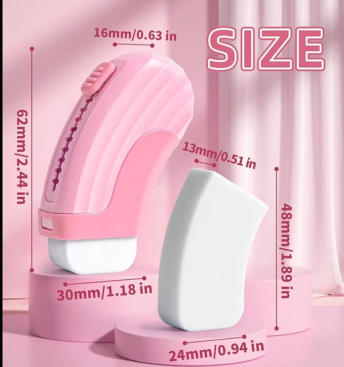 4+1 Pack Rubber Erasers Sliding Retractable Eraser, Large White Erasers for School Office Art Drawing Pencil Eraser for Kids- Pink