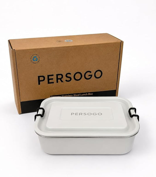 Stainless Steel Lunch Box, Leak-Resistant Bento Food Container with Locking Clips, Powder-Coated Metal Meal Prep Box for Work, Travel & Adults, 30 oz (900 ml) Coconut Milk