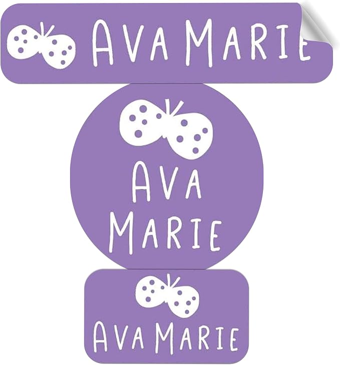 Label Daddy Personalized Name Labels for School, Butterfly Design | Waterproof Name Tags for Kids, Washable Custom Daycare Labels, Clothing, Lunchboxes, Water Bottles and More, 128 Ct & 256 Ct