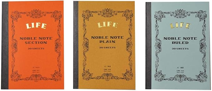 Life Noble Notebook, A7, Horizontal Ruled, N49, Set of 2