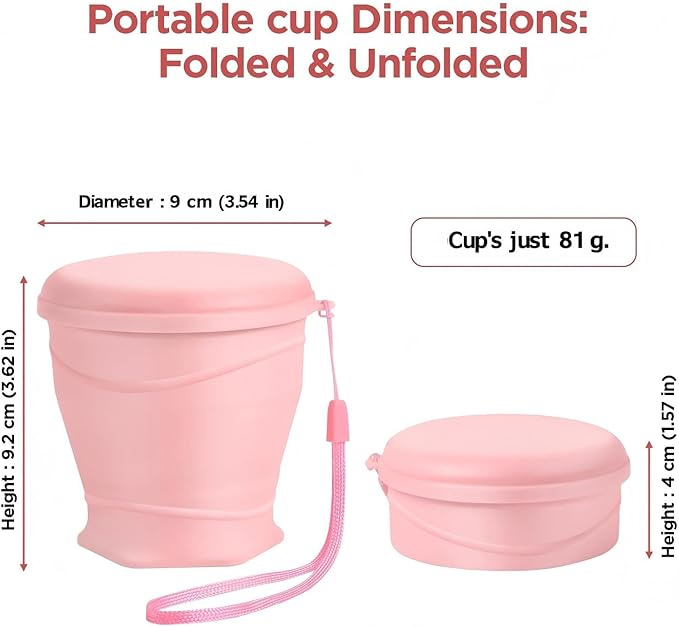 Silicone Collapsible Travel Cup with Dustproof Lid, 8.8 Oz/260ml BPA-Free, Portable Reusable Foldable Cup for Camping, Picnic, Travel, Office (Pink)