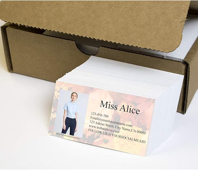 Customized Name Cards 500 PCS, Customized Design with Picture Texture All Business Designs cards No Additional Charge (Color-B)
