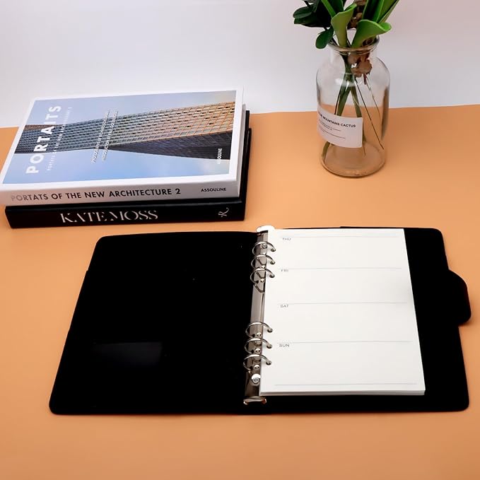 NatSumeBasics A5 Refills Paper 5" x 8" Undated Weekly Binder Planner Inserts 90 Sheets 6 Holes Pocket Notebook Papers for Personal Travel Journal Diary (2 A5 Weekly)
