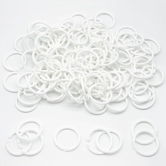120 Pcs 1-1/3 Inch Plastic Binder Rings, Loose Leaf Binder Book Rings, Black Index Card Rings Binder Clip Rings for Flash Cards, Key Rings, Index Cards, Paper (35mm, White)